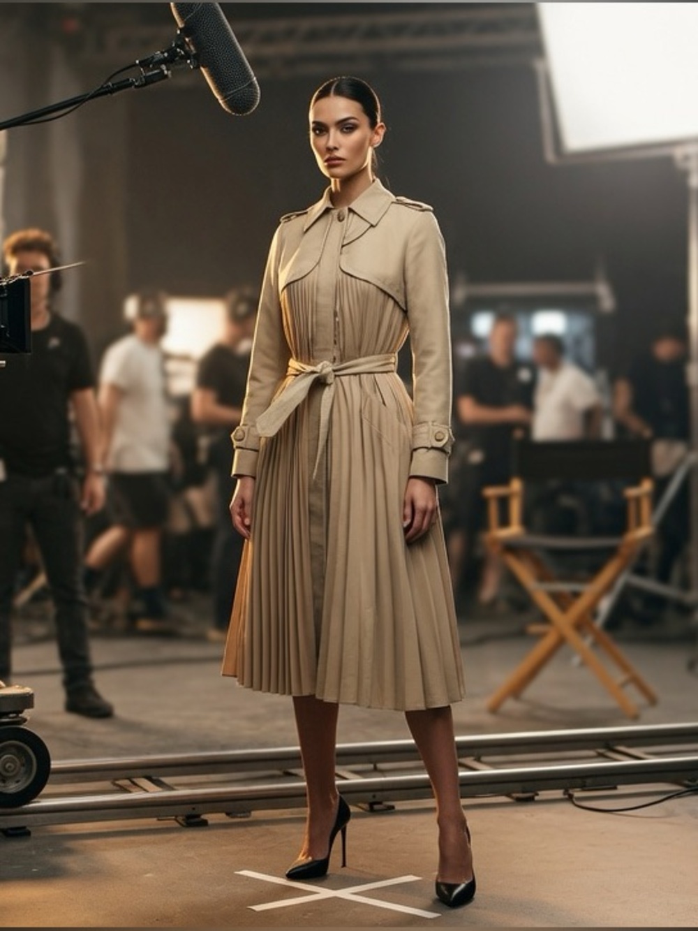 Sandro pleated Cream Satin-Lined Coat Sz.38 - Picture 2 of 14